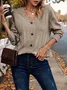 Women Plain Long Sleeve Tee T-shirt V Neck Split Joint Casual Spring/Fall Top