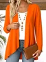 Women Plain Long Sleeve Blouse Spring/Fall V Neck Daily Casual Top