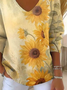 Women Floral Long Sleeve Tee T-shirt V Neck Printing Casual Spring/Fall Top