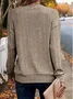 Women Plain Long Sleeve Tee T-shirt V Neck Split Joint Casual Spring/Fall Top