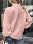 Women Geometric Long Sleeve Tee T-shirt Stand Collar Gathered Vintage Spring/Fall Top