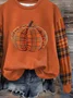 Women Plaid Crew Neck Printing Casual Spring/Fall Long Sleeve Sweatshirt