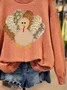 Women Turkey Crew Neck Printing Casual Spring/Fall Long Sleeve Sweatshirt