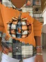Women Halloween (pumpkin) Long Sleeve Tee T-shirt V Neck Printing Casual Spring/Fall Top