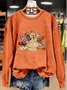 Women Turkey Crew Neck Printing Casual Spring/Fall Long Sleeve Sweatshirt