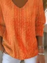 Women Abstract Long Sleeve Tee T-shirt V Neck Printing Casual Spring/Fall Top