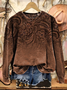 Women Floral Crew Neck Printing Casual Spring/Fall Long Sleeve Sweatshirt