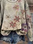 Women Floral Crew Neck Printing Casual Spring/Fall Long Sleeve Sweatshirt