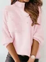 Women Plain Beaded Winter Street Long Sleeve Crew Neck Sweater