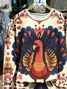 Women Turkey Crew Neck Printing Casual Spring/Fall Long Sleeve Sweatshirt