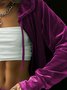 Women Plain Split Joint Two-Piece Set Daily Long Sleeve Casual Spring/Fall Top With Pants Matching Set