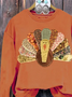 Women Turkey Crew Neck Printing Casual Spring/Fall Long Sleeve Sweatshirt