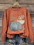 Women Halloween (pumpkin) Crew Neck Printing Casual Spring/Fall Long Sleeve Sweatshirt