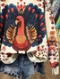 Women Turkey Crew Neck Printing Casual Spring/Fall Long Sleeve Sweatshirt