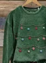 Women Christmas Crew Neck Printing Casual Spring/Fall Long Sleeve Sweatshirt