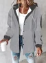 Women Spring/Fall Outerwear Vintage Printing Striped Long Sleeve Stand Collar Jacket