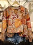 Women Maple Leaf Crew Neck Printing Casual Spring/Fall Long Sleeve Sweatshirt
