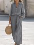 Women Plain Split Joint Two-Piece Set Daily Long Sleeve Casual Spring/Fall Top With Pants Matching Set