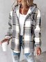 Women Spring/Fall Outerwear Vintage Printing Striped Long Sleeve Stand Collar Jacket