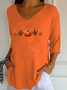 Women Halloween Shirt Yes I Can Drive a Stick Three Quarter Sleeve V Neck Fall Top