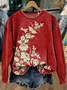 Women Floral Crew Neck Printing Casual Spring/Fall Long Sleeve Sweatshirt