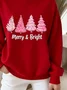 Women Christmas Crew Neck Printing Casual Spring/Fall Long Sleeve Sweatshirt