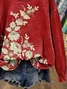 Women Floral Crew Neck Printing Casual Spring/Fall Long Sleeve Sweatshirt