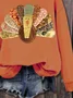 Women Turkey Crew Neck Printing Casual Spring/Fall Long Sleeve Sweatshirt
