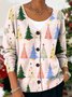 Women Christmas Long Sleeve V Neck Casual Spring/Fall Cardigan Outerwear