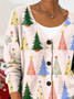Women Christmas Long Sleeve V Neck Casual Spring/Fall Cardigan Outerwear