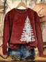 Women Christmas Tree Crew Neck Printing Casual Spring/Fall Long Sleeve Sweatshirt