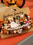 Halloween Series Polymer Clay Orange Pumpkin Skull Bat Fashion Personality Design Bracelet Set