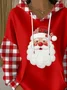 Women Plaid Spring/Fall Printing Long Sleeve Casual Holiday Hoodie
