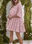 Women Plain Half Sleeve Summer Split Joint Dress Crew Neck Daily Vintage Mini Tank A-Line Dress