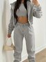 Women Plain Split Joint Matching Outfit Commuting Long Sleeve Casual Spring/Fall Multi-Piece Set Matching Set