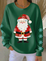Women Santa Claus Crew Neck Printing Casual Spring/Fall Long Sleeve Sweatshirt