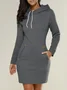 Women Plain Long Sleeve Spring/Fall Split Joint Dress Hoodie Daily Vintage Mini Tank A-Line Dress