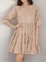 Women Plain Half Sleeve Summer Split Joint Dress Crew Neck Daily Vintage Mini Tank A-Line Dress