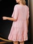 Women Plain Half Sleeve Summer Split Joint Dress Crew Neck Daily Vintage Mini Tank A-Line Dress