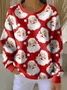 Women Santa Claus Crew Neck Printing Casual Spring/Fall Long Sleeve Sweatshirt