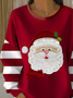 Women Striped Crew Neck Printing Casual Spring/Fall Long Sleeve Sweatshirt
