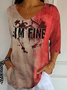 Women Halloween Three Quarter Sleeve Tee T-shirt V Neck Vintage Spring/Fall Top