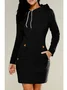 Women Plain Long Sleeve Spring/Fall Split Joint Dress Hoodie Daily Vintage Mini Tank A-Line Dress