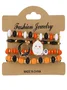 Halloween Series Polymer Clay Orange Pumpkin Skull Bat Fashion Personality Design Bracelet Set