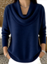 Women Plain Spring/Fall Casual Long Sleeve Crew Neck Cotton Sweater