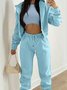Women Plain Split Joint Matching Outfit Commuting Long Sleeve Casual Spring/Fall Multi-Piece Set Matching Set