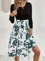 Women Floral Long Sleeve Spring/Fall Printing Dress Crew Neck Daily Vintage Mini Tank A-Line Dress