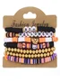 Halloween Series Polymer Clay Orange Pumpkin Skull Bat Fashion Personality Design Bracelet Set