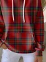 Women Plaid Spring/Fall Printing Long Sleeve Casual Holiday Hoodie