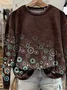 Women Abstract Crew Neck Printing Casual Spring/Fall Long Sleeve Sweatshirt
